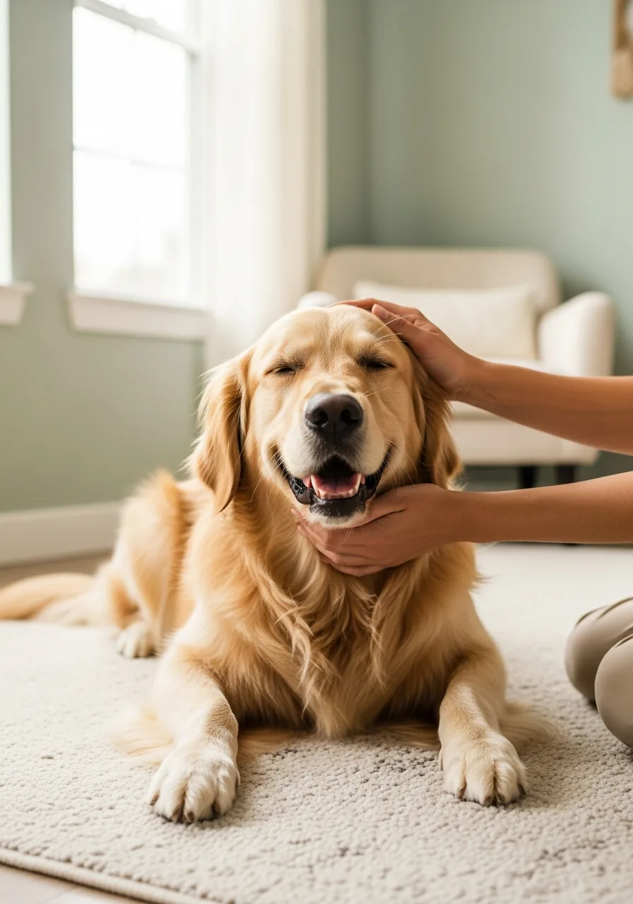 Praticien du bien-être animal prenant soin d'un chien