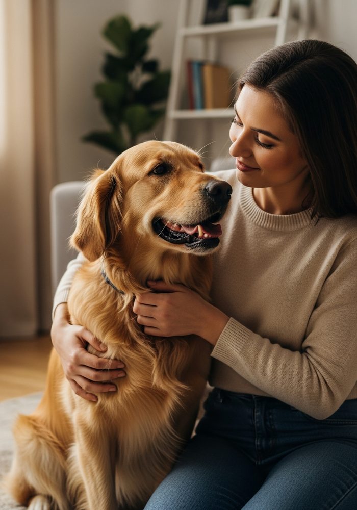 Praticienne du bien-être animal avec un chien